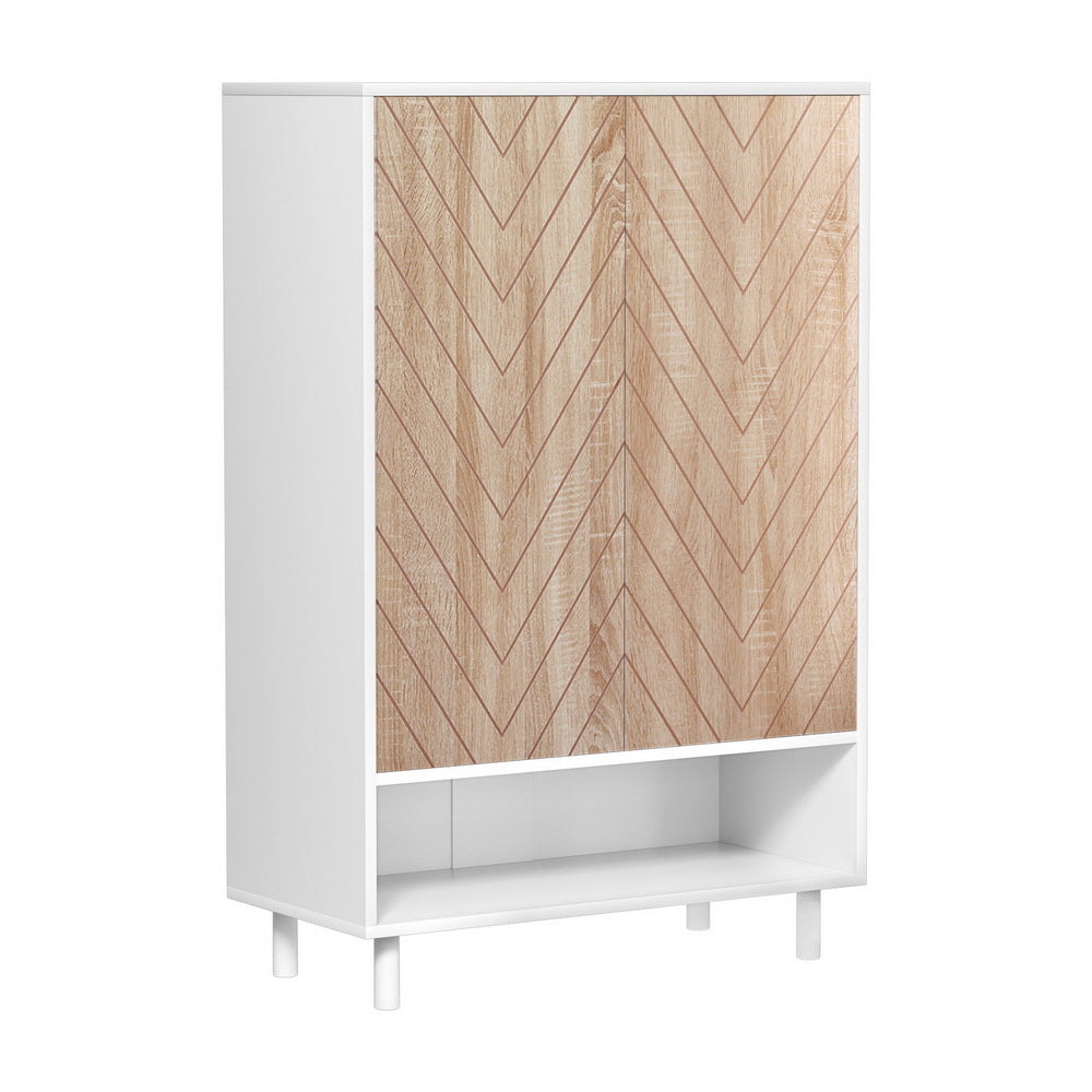 Penshurst 6 Tier Shoe Cabinet, White and Pine image 2