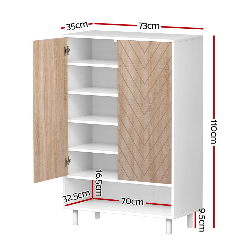 Penshurst 6 Tier Shoe Cabinet, White and Pine image 3