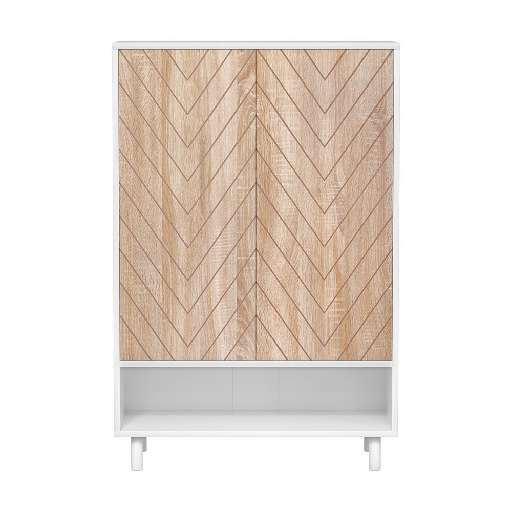 Penshurst 6 Tier Shoe Cabinet, White and Pine image 4