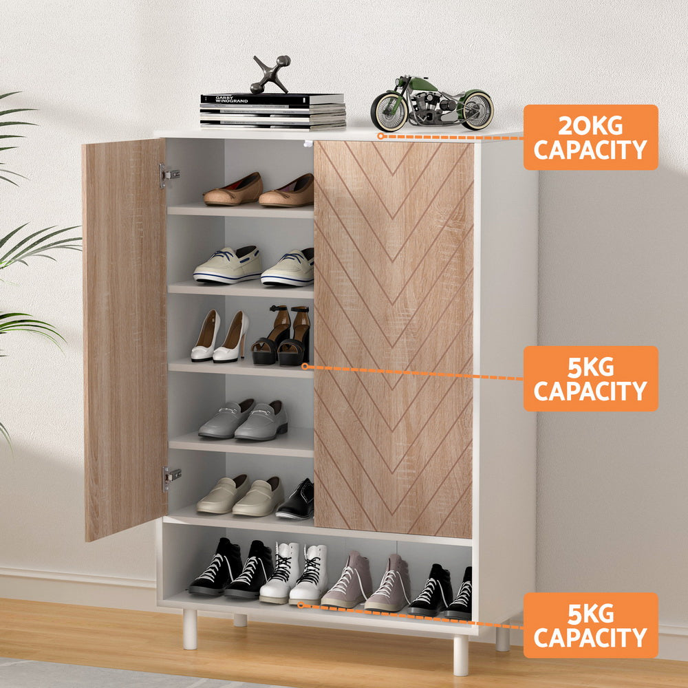 Penshurst 6 Tier Shoe Cabinet, White and Pine image 6