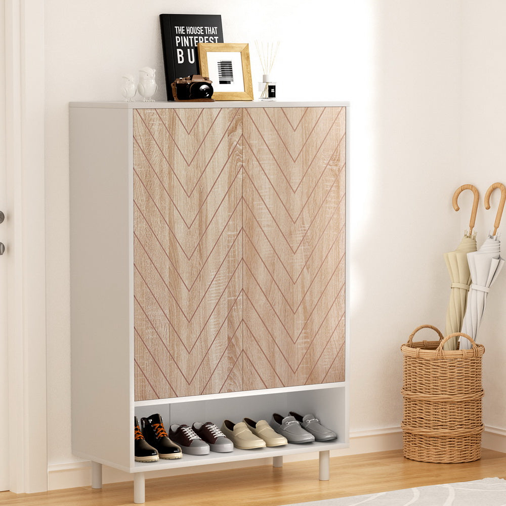 Penshurst 6 Tier Shoe Cabinet, White and Pine