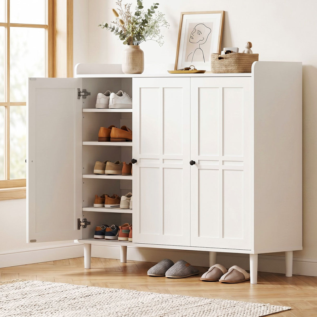 Great Western 8 Tier Shoe Cabinet, White image 1