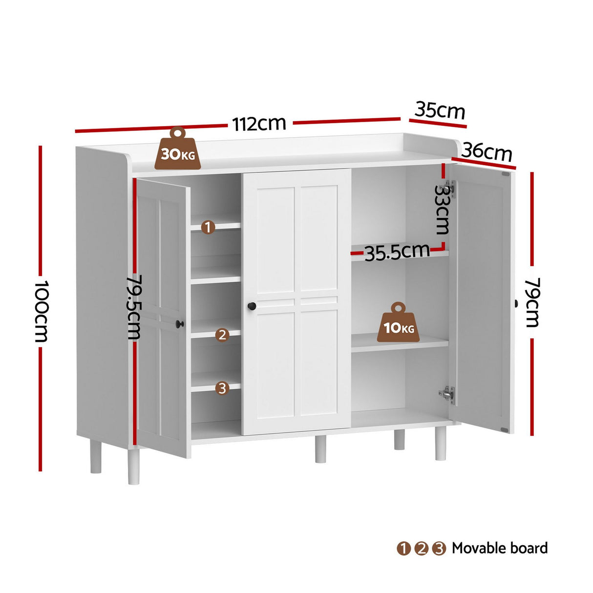 Great Western 8 Tier Shoe Cabinet, White image 3
