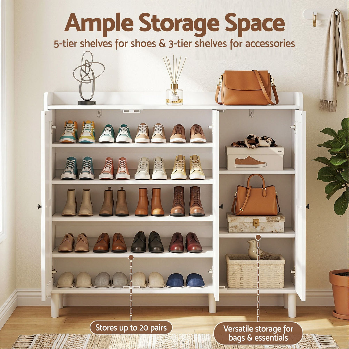 Great Western 8 Tier Shoe Cabinet, White image 6