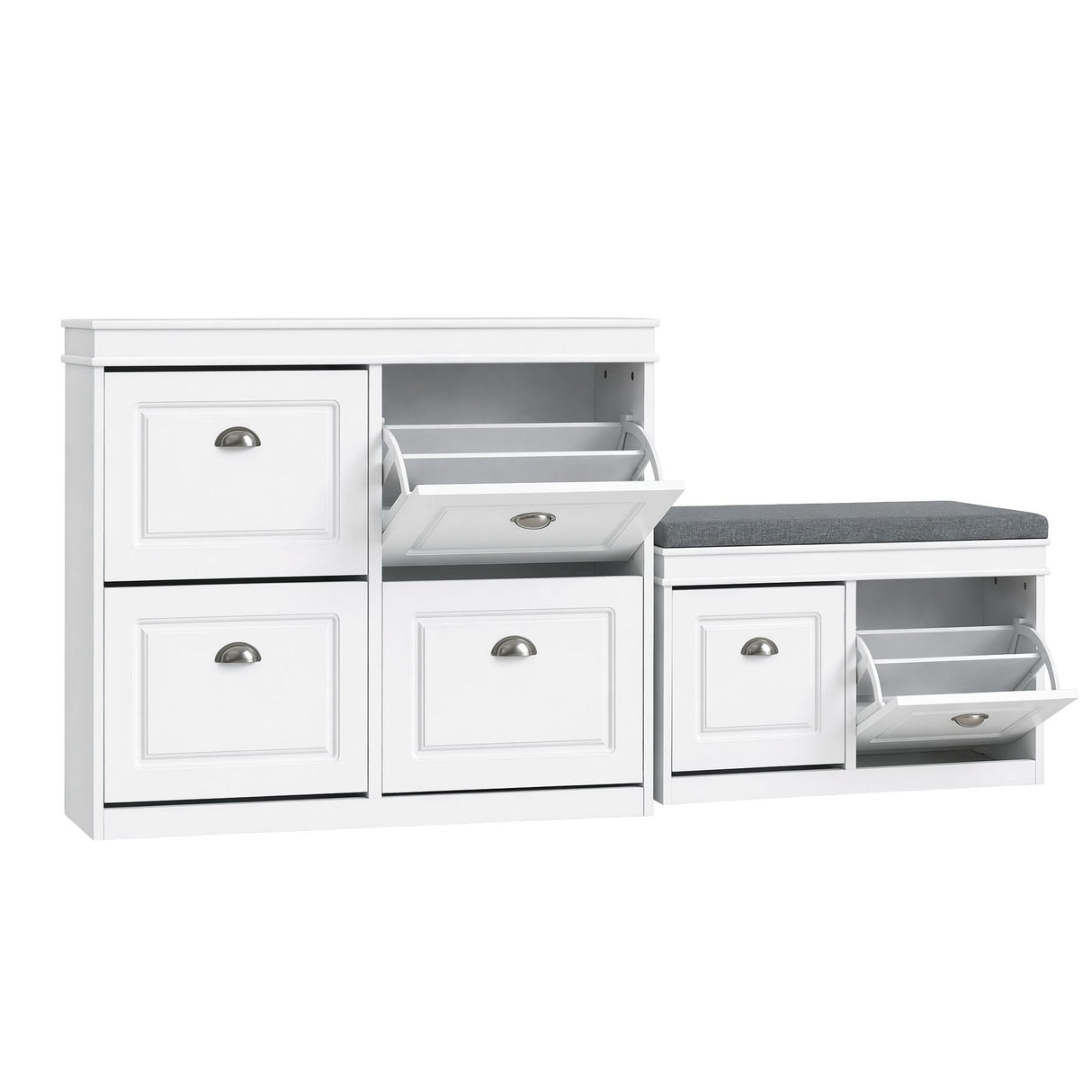 Stawell Shoe Cabinet and Bench Set, White image 2