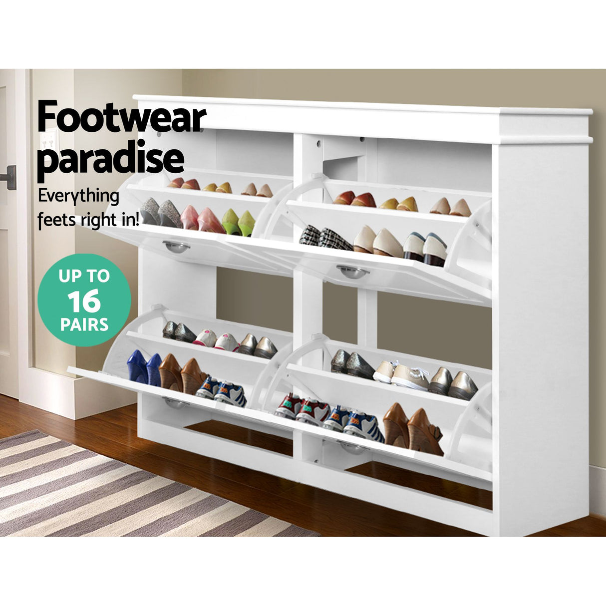 Stawell Shoe Cabinet and Bench Set, White image 6