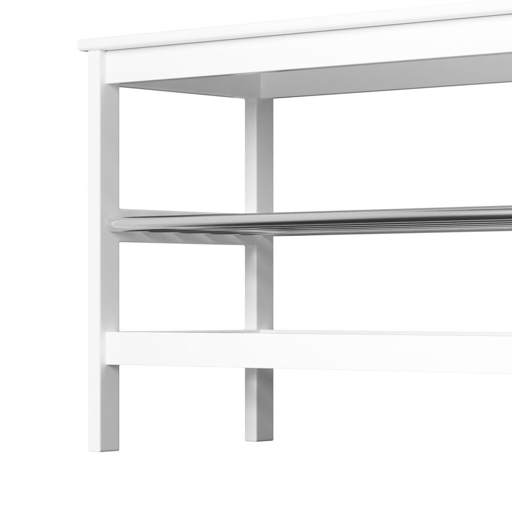 Amphitheatre 2 Tier Bamboo Shoe Bench, White image 3