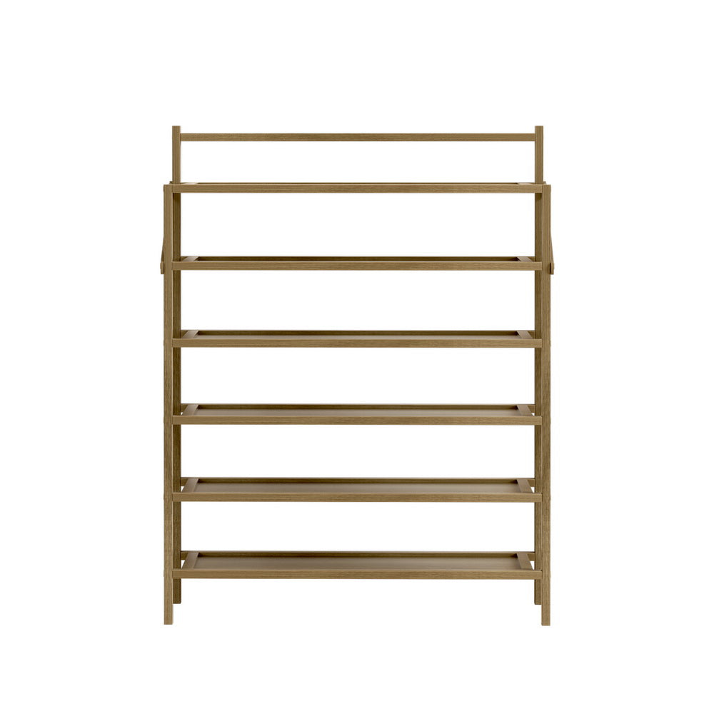 Artiss EVE 6-Tier Bamboo Shoe Rack — 18 Pairs, Foldable — Allure Home Collections