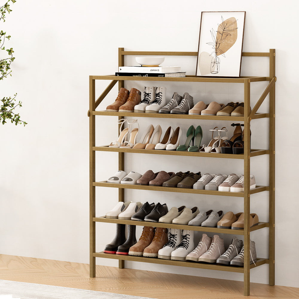Artiss EVE 6-Tier Bamboo Shoe Rack — 18 Pairs, Foldable — Allure Home Collections