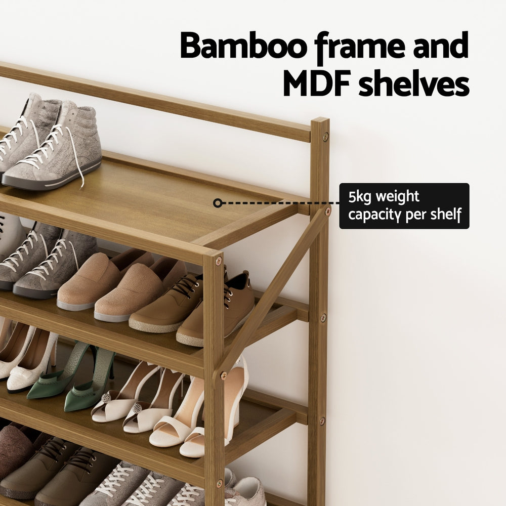 Artiss EVE 6-Tier Bamboo Shoe Rack — 18 Pairs, Foldable — Allure Home Collections