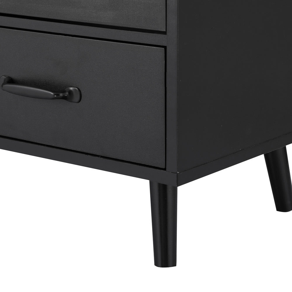 Artiss LENCY Modern Black Buffet Sideboard — Fluted Door Panels, Two Drawers — Allure Home Collections