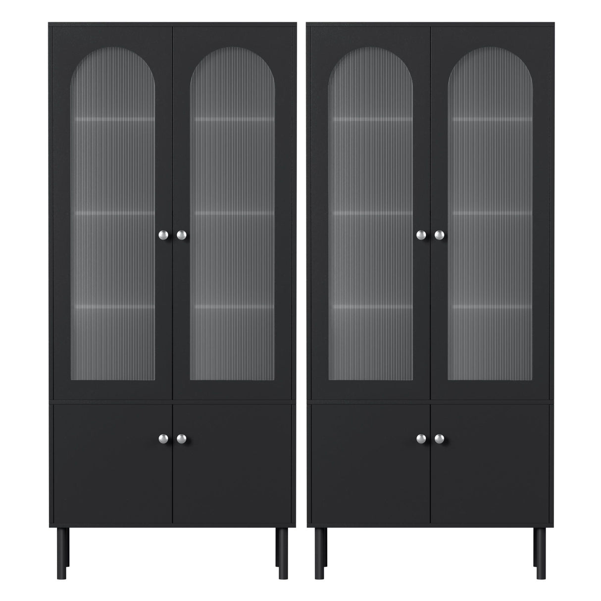 Ramco 2 Door 2 Drawer Buffet Sideboard, Black 2pcs