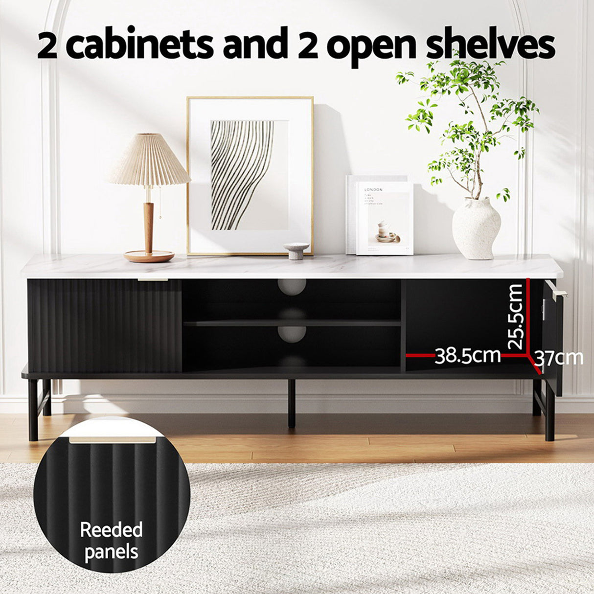 St Helens 140cm TV Unit and Coffee Table Set, White and Black