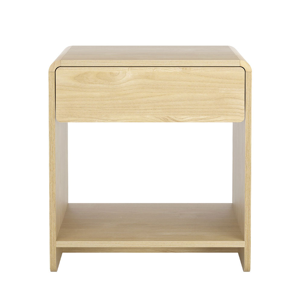 Chinderah Drawer Shelf Bedside Table, Pine
