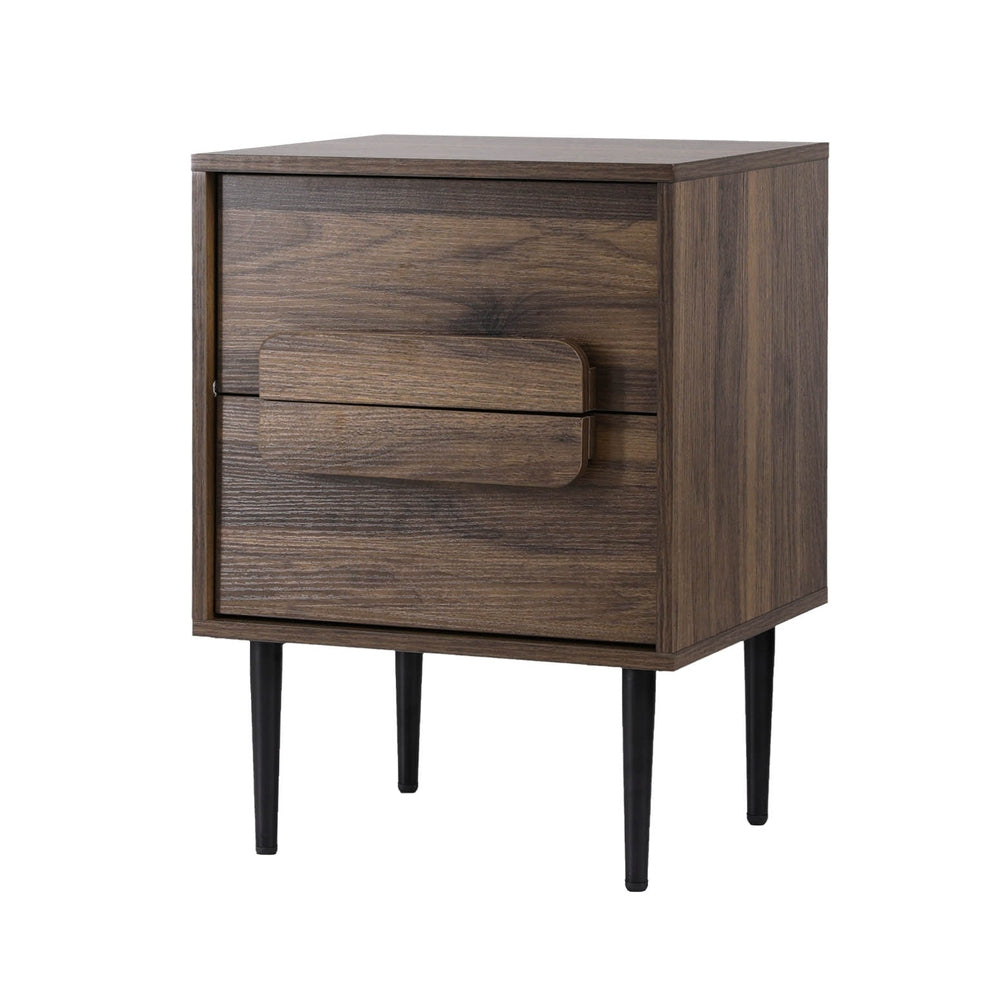 Goolmangar Bedside Table 2 Drawers, Walnut