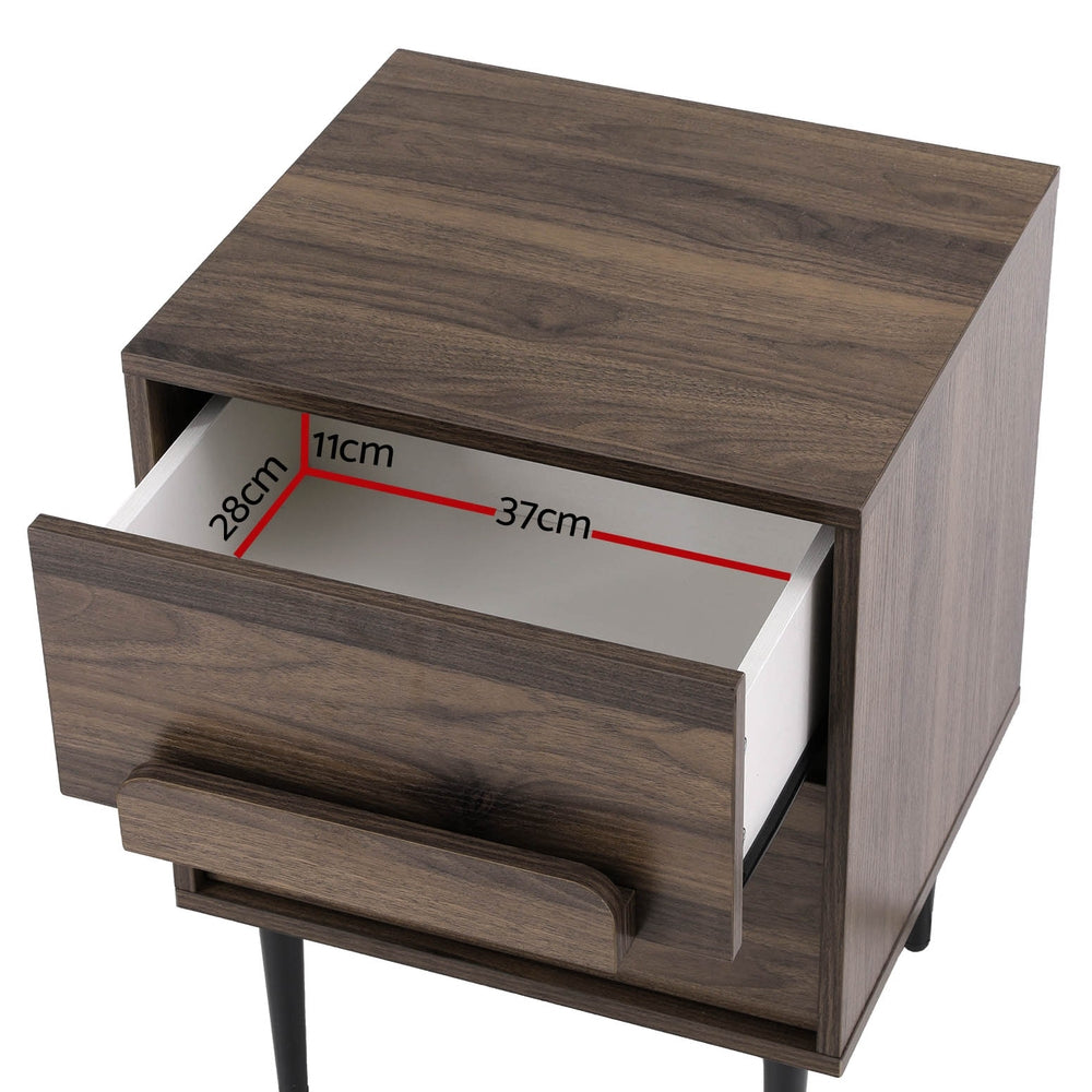 Artiss Bedside Table Nightstand with 2 Drawers in Walnut — Allure Home Collections