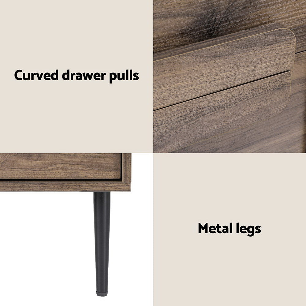 Artiss Bedside Table Nightstand with 2 Drawers in Walnut — Allure Home Collections