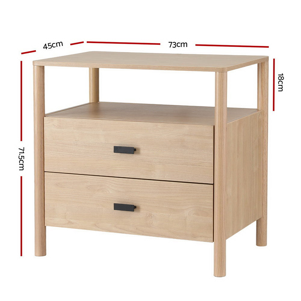 Georgica Bedside Table 2 Drawers, Pine