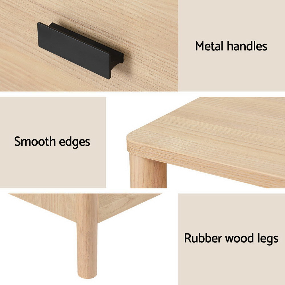Artiss Bedside Table Nightstand with 2 Drawers and Open Shelf in Pine — Allure Home Collections
