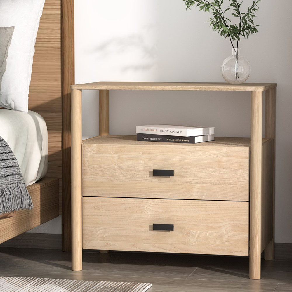 Georgica Bedside Table 2 Drawers, Pine