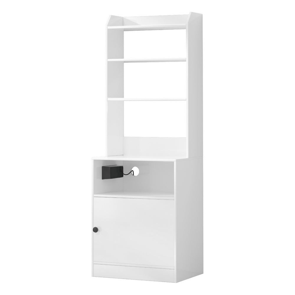Angels Beach Tall Charging Station Bedside Table, White