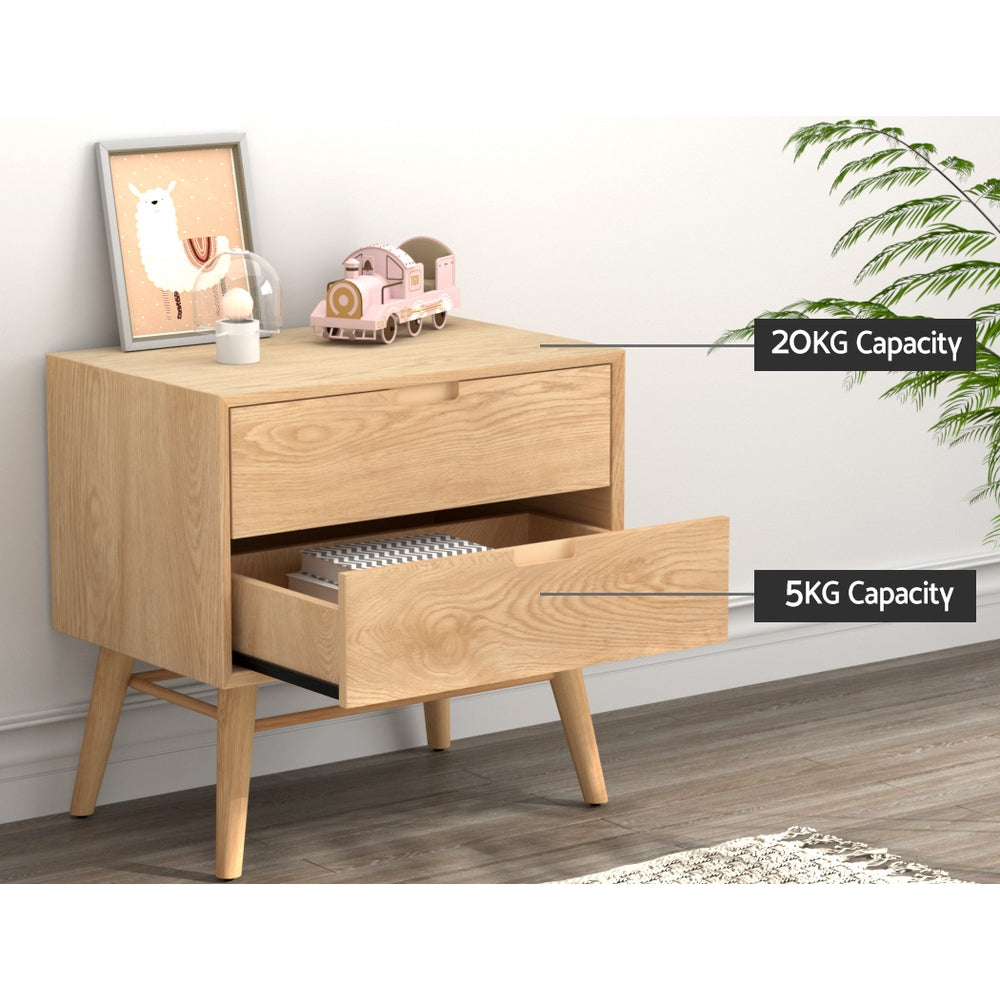 Artiss GINO Bedside Table with Drawers in Oak — Allure Home Collections