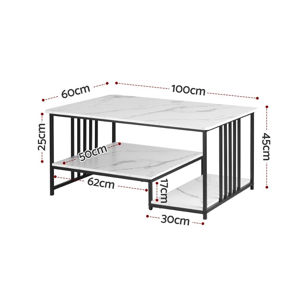 Coldstream Marble Coffee Table, White and Black