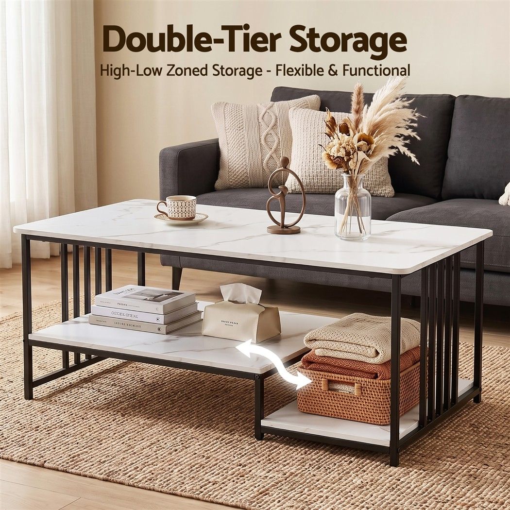 Coldstream Marble Coffee Table, White and Black