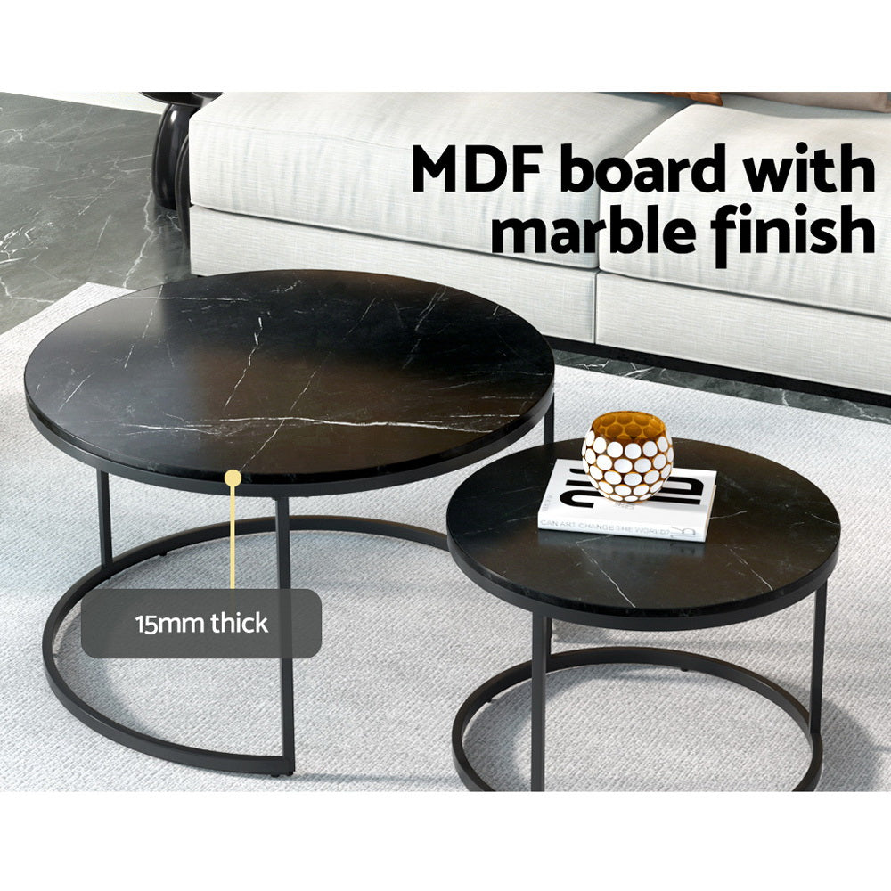 Artiss Marble Effect Nesting Coffee Table Set
