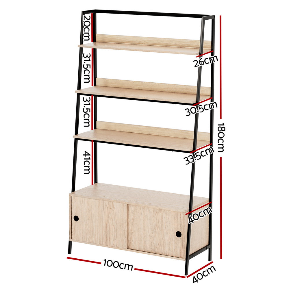 Wayville 5 Tier Display Shelf, Oak and Black