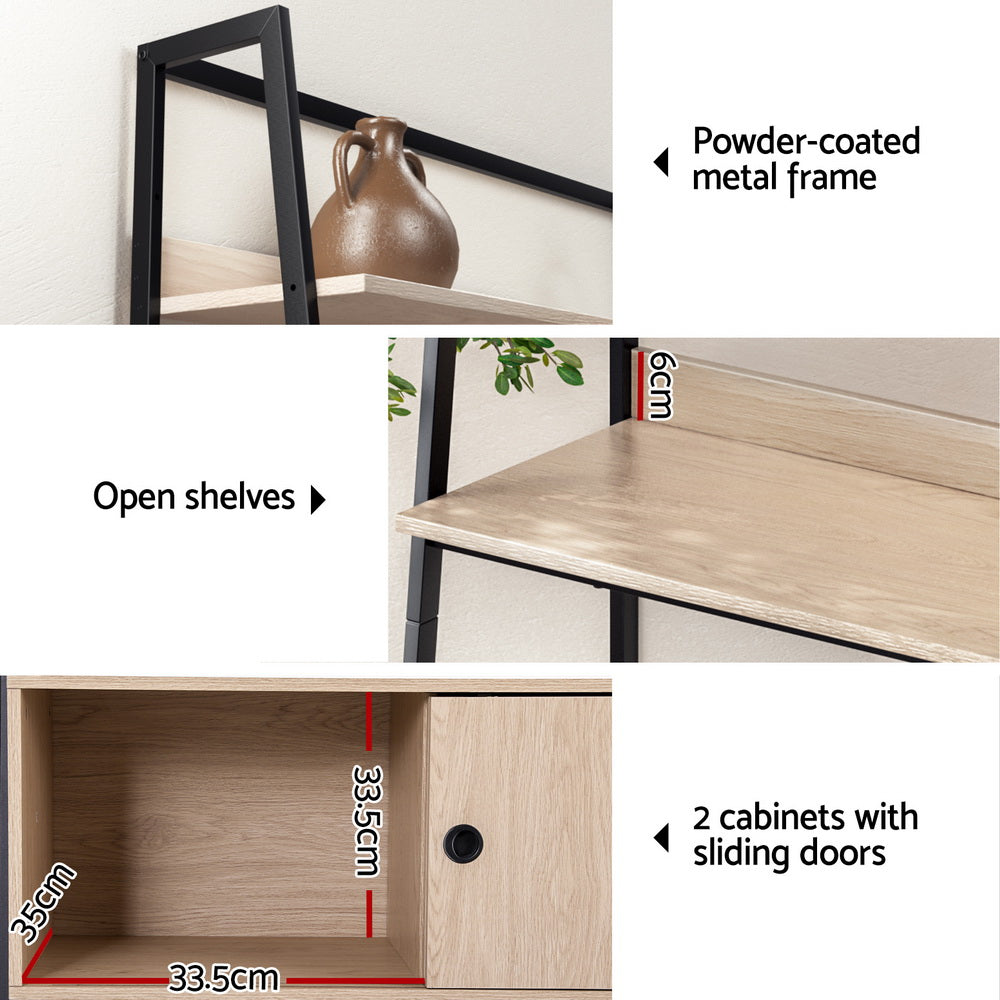 MIRA Oak 5 Tier Cube Bookshelf