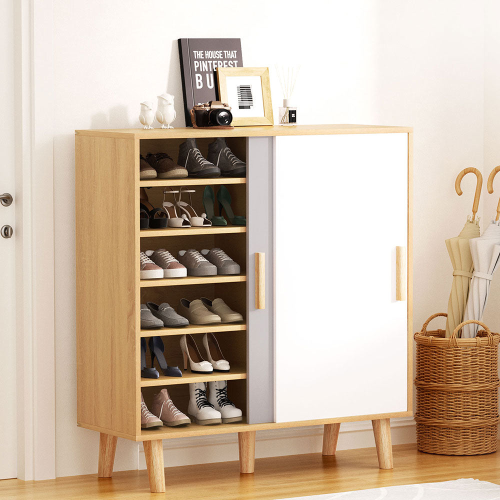Priego shoe cabinet with sliding doors for 30 pairs