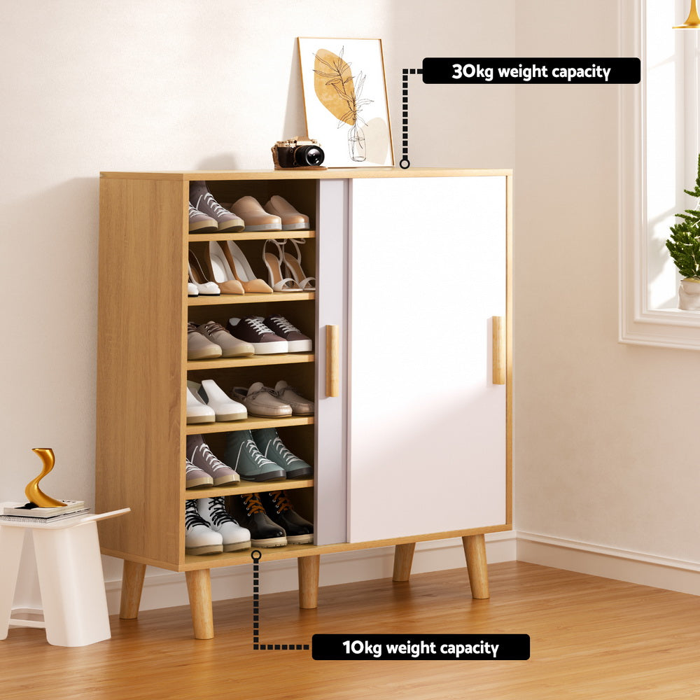 Priego Shoe Cabinet, 30 Pairs, Sliding Doors