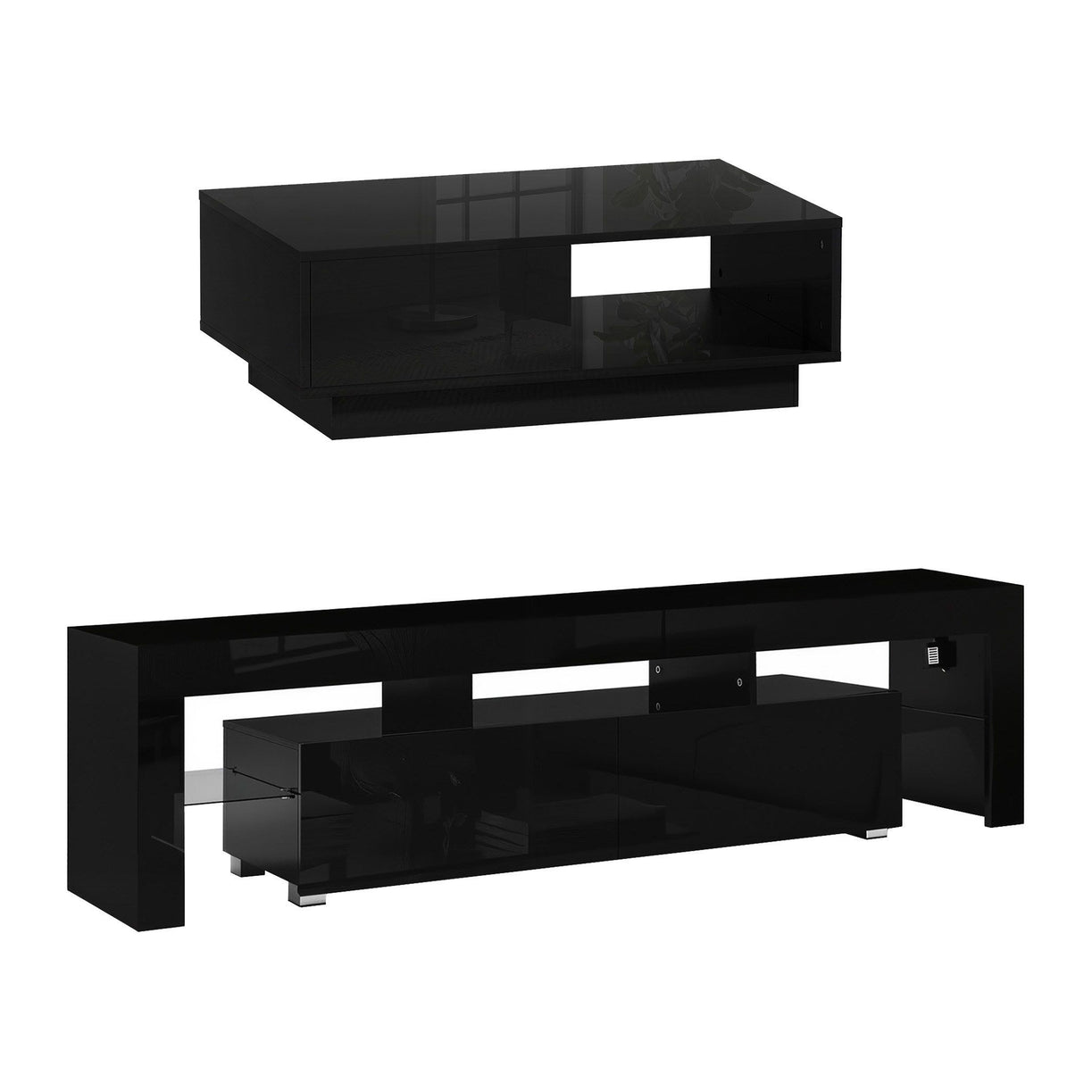 Derby 189cm TV Unit and Coffee Table Set, Black