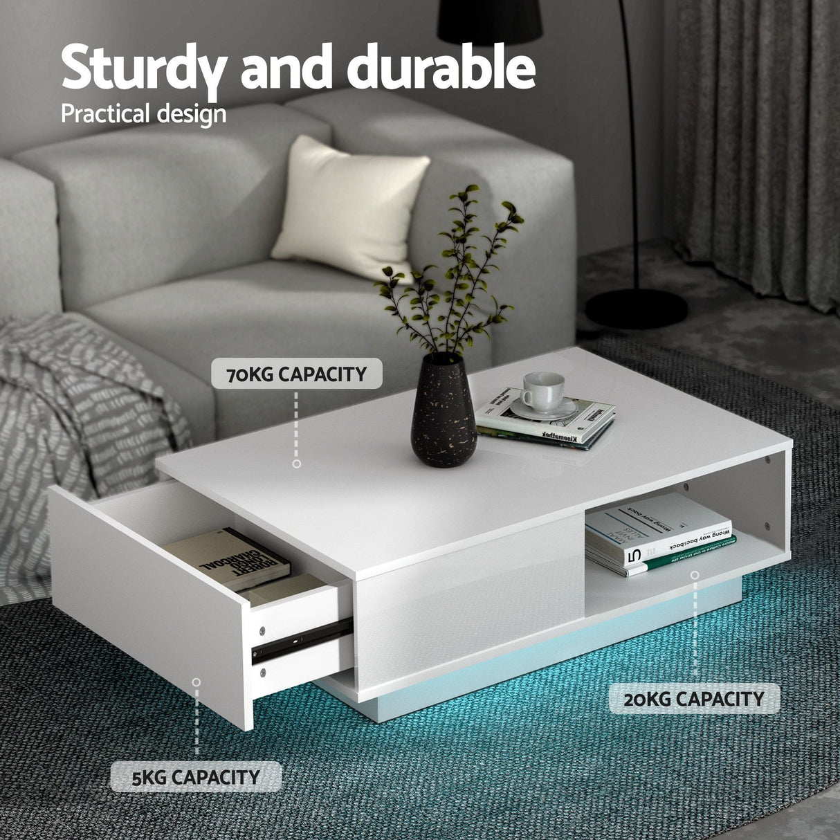 Derby 189cm TV Unit and Coffee Table Set, White