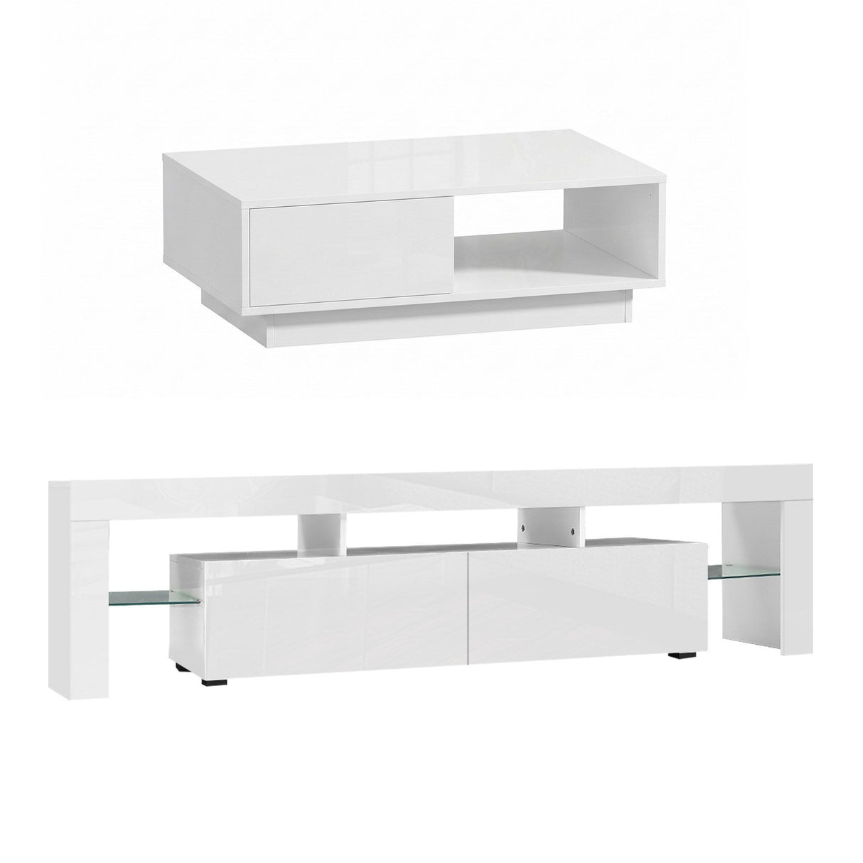 Derby 189cm TV Unit and Coffee Table Set, White
