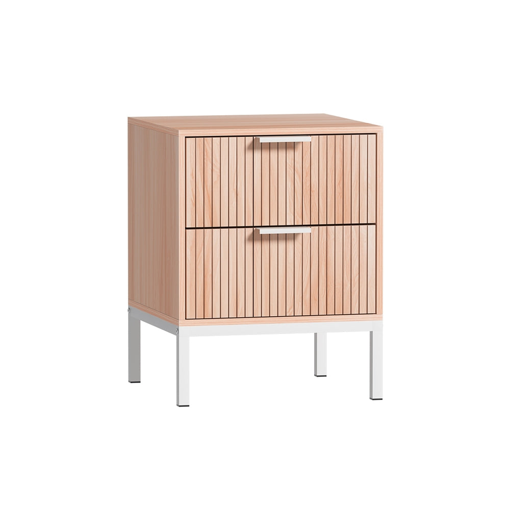 Binna Burra Fluted Bedside Table, Pine and White