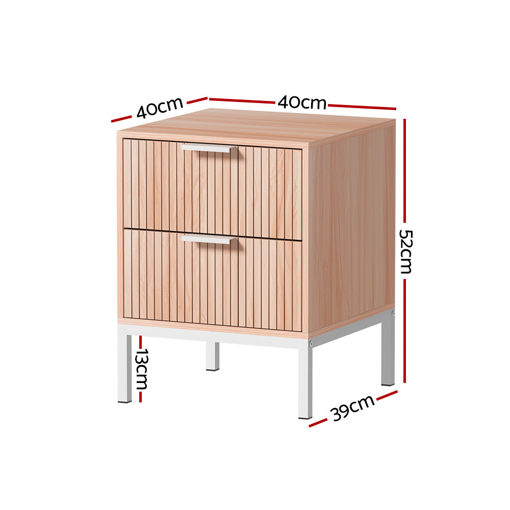 Binna Burra Fluted Bedside Table, Pine and White