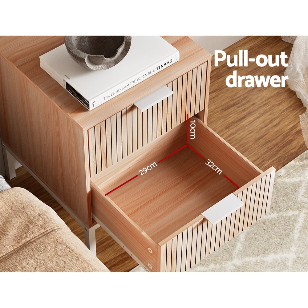 Artiss LURA Bedside Table with Drawers in Pine and White — Allure Home Collections