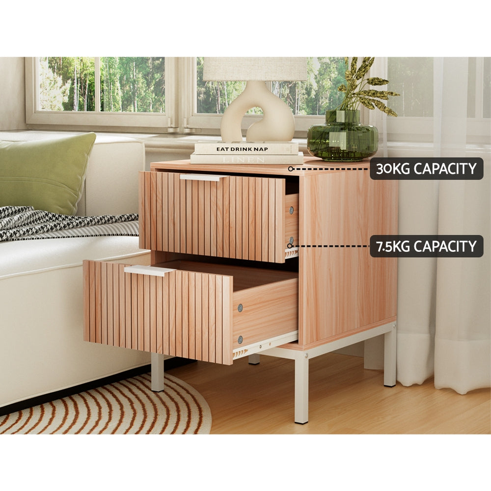 Artiss LURA Bedside Table with Drawers in Pine and White — Allure Home Collections