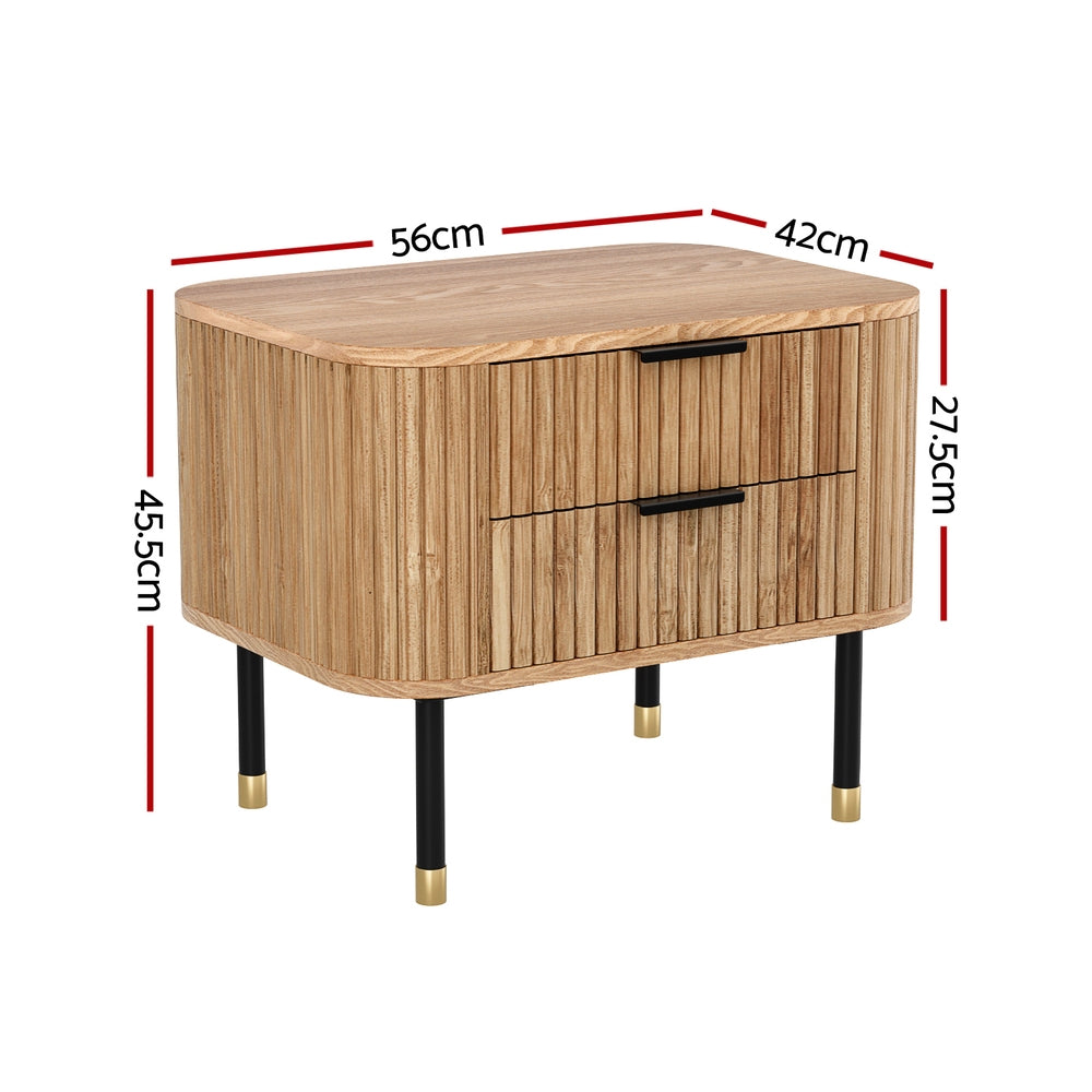 Whiporie 2 Drawer Bedside Table, Pine
