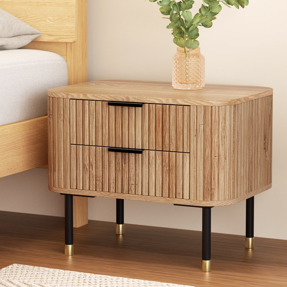 Whiporie 2 Drawer Bedside Table, Pine