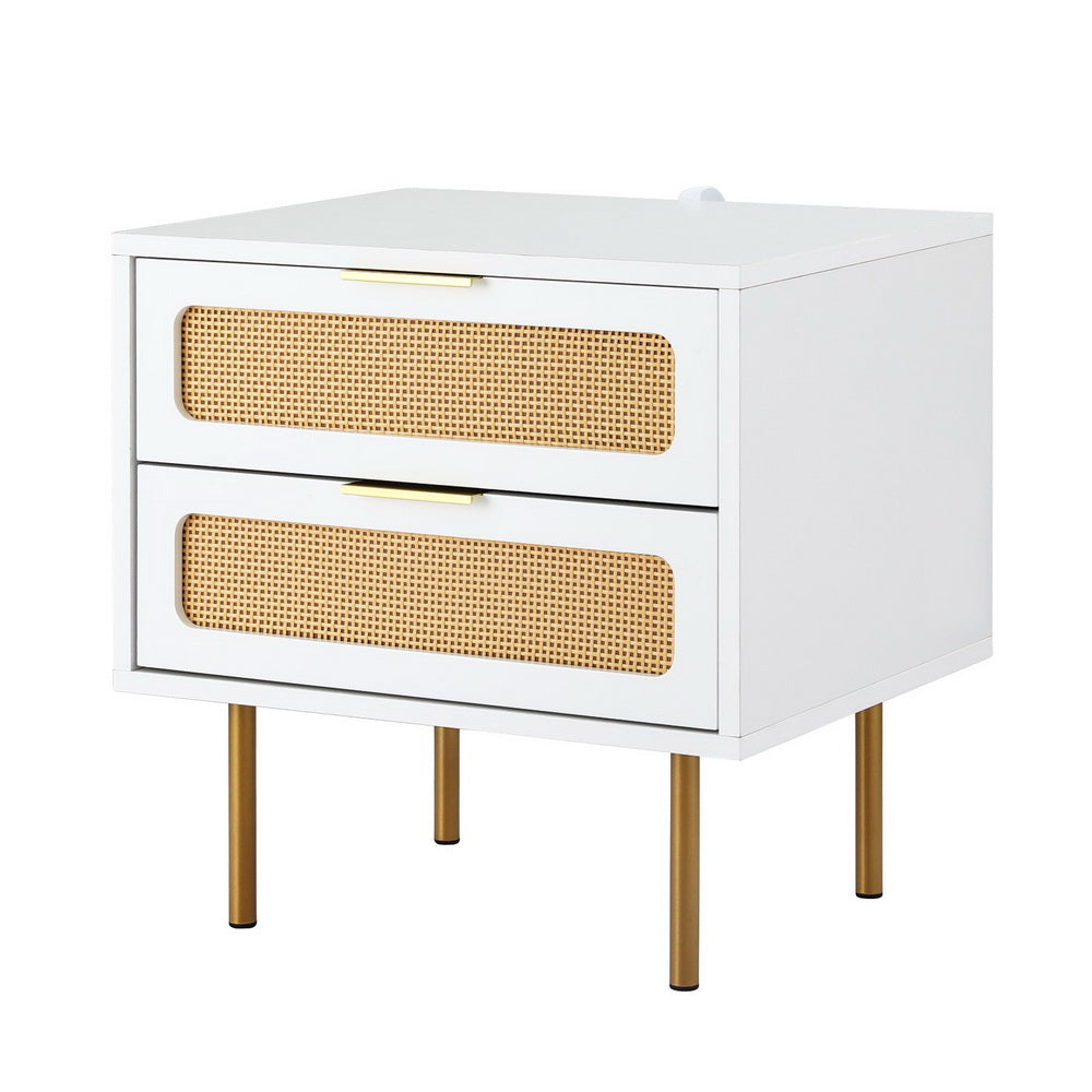 Corndale Rattan Bedside Table, White
