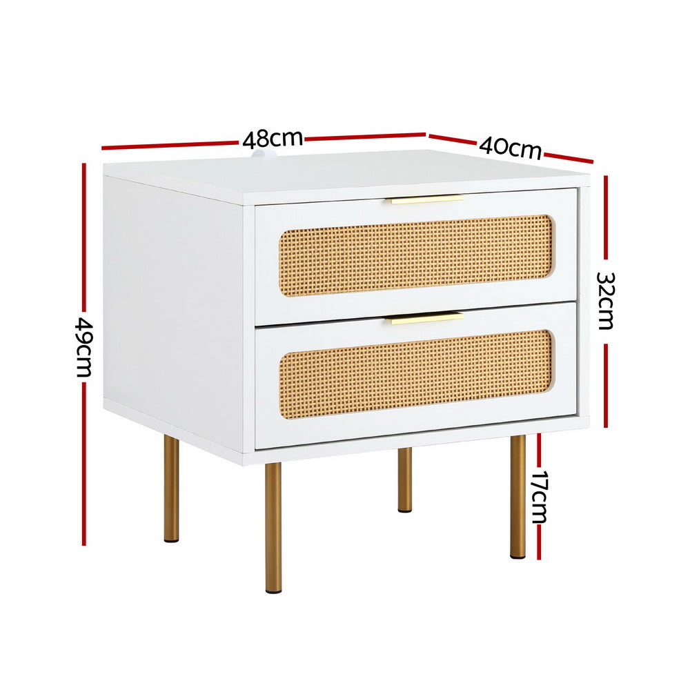 Corndale Rattan Bedside Table, White
