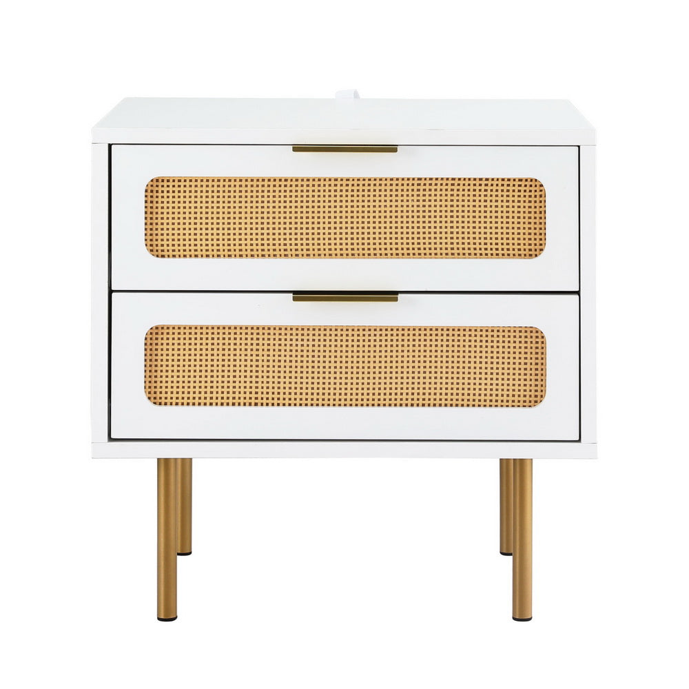 Corndale Rattan Bedside Table, White