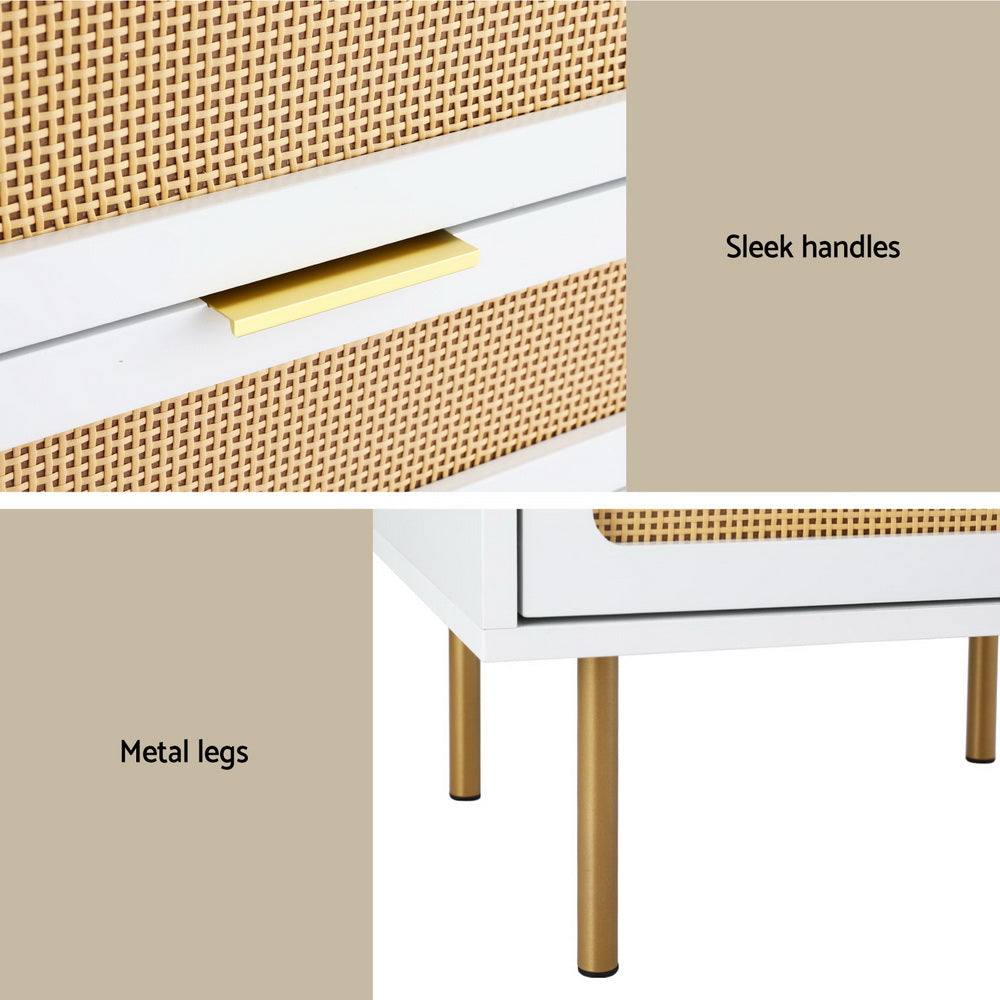 Artiss Rattan Bedside Table with 2 Drawers in Pine — Allure Home Collections