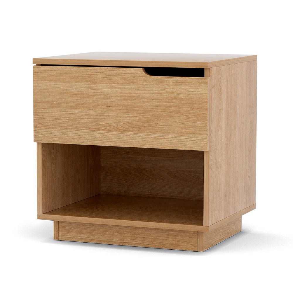 Duranbah 1 Drawer Shelf Bedside Table, Pine