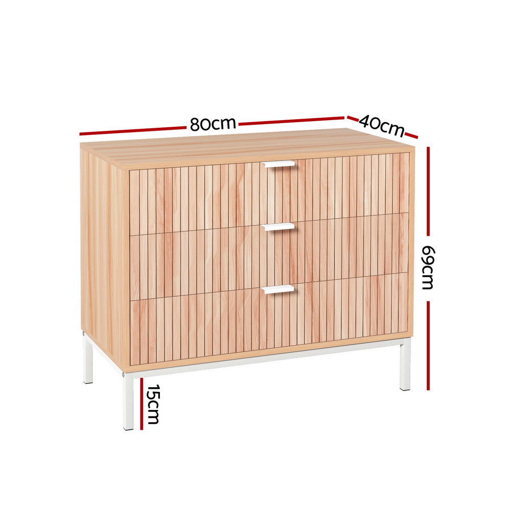 Burradoo 3 Drawer Lowboy, Pine and White view 3
