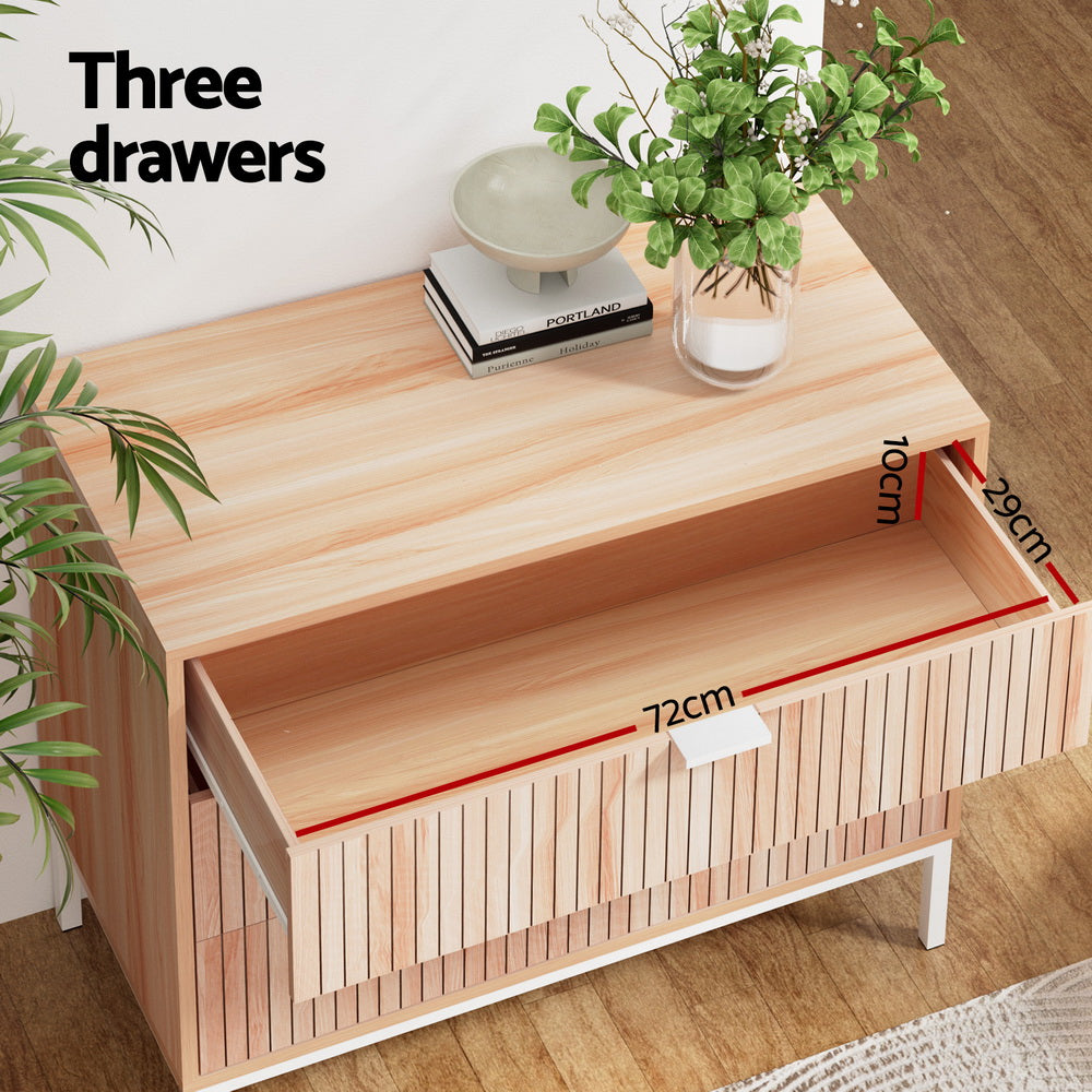 Burradoo 3 Drawer Lowboy, Pine and White view 5