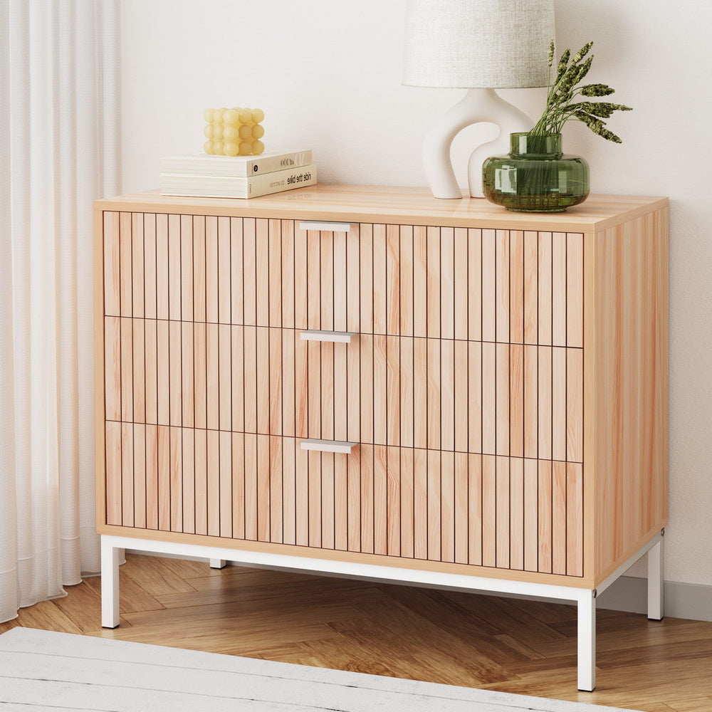 Burradoo 3 Drawer Lowboy, Pine and White